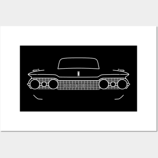 Oldsmobile 88 classic car white outline graphic Posters and Art